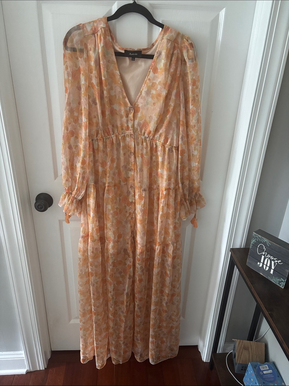 Aakaa Peach & Cream Floral Tiered Maxi Dress (worn once)